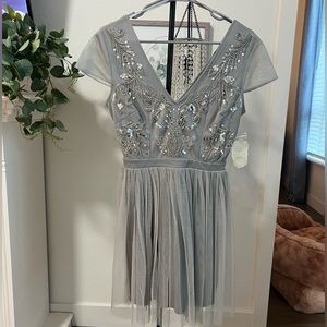 NWT Altar'd State Silver Tulle / Sequin Dress - Size Small